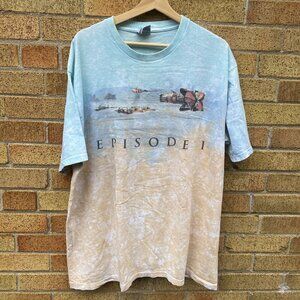Vintage 90s Liquid Blue Star Wars Episode 1 Movie Promo Shirt XL